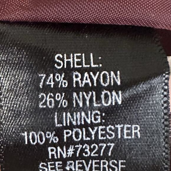 Apt.9 Women's Red Wine Velvet Button Long Sleeve Tailored Blazer Jacket Sz 6 - Picture 7 of 7